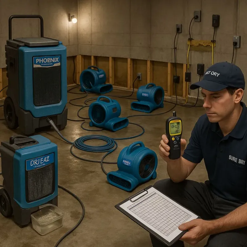 Structural Drying and Dehumidification process in Roebling, NJ
